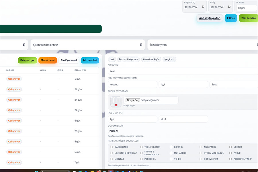 Personel Takip - Performans